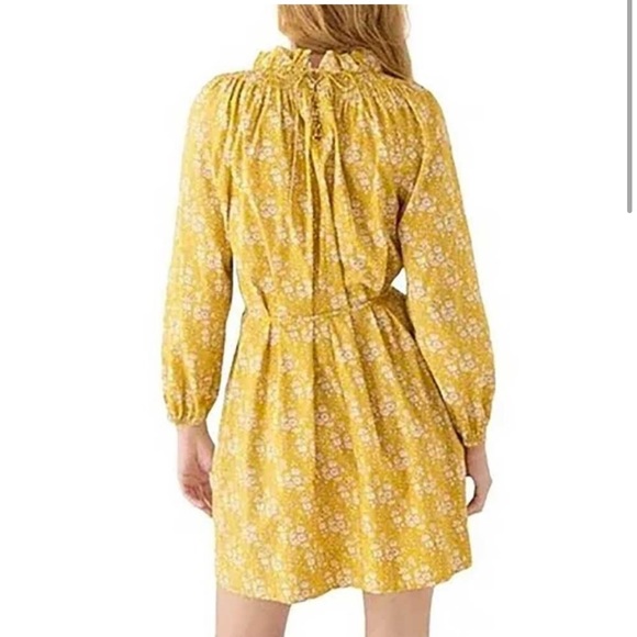 J.Crew Yellow High Neck Liberty Print Floral Ruffle Self Tie 100% Cotton Size XS - Picture 4 of 16